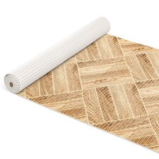 Extra breed 130 cm antislipmat houten vloer blokken bruin 